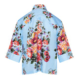 Flower-bouquet print silk shirt