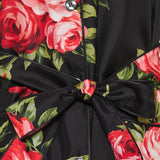 Belted floral-print silk twill shirt