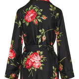 Belted floral-print silk twill shirt