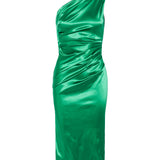 One-shoulder stretch satin dress