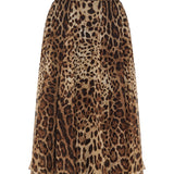 Leopard print chiffon circle skirt
