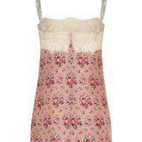 Small flower bouquet print charmeuse top