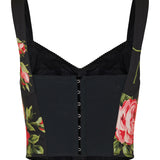 Rose bouquet print cotton bustier top