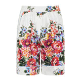 Flower-bouquet print twill vanity bermuda shorts