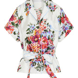 Flower-bouquet print twill vanity shirt