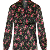 Floral print satin shirt