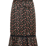 Floral ruffled midi skirt