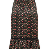 Floral ruffled midi skirt