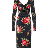 Dolce & Gabbana Ruched floral-printed satin midi dress