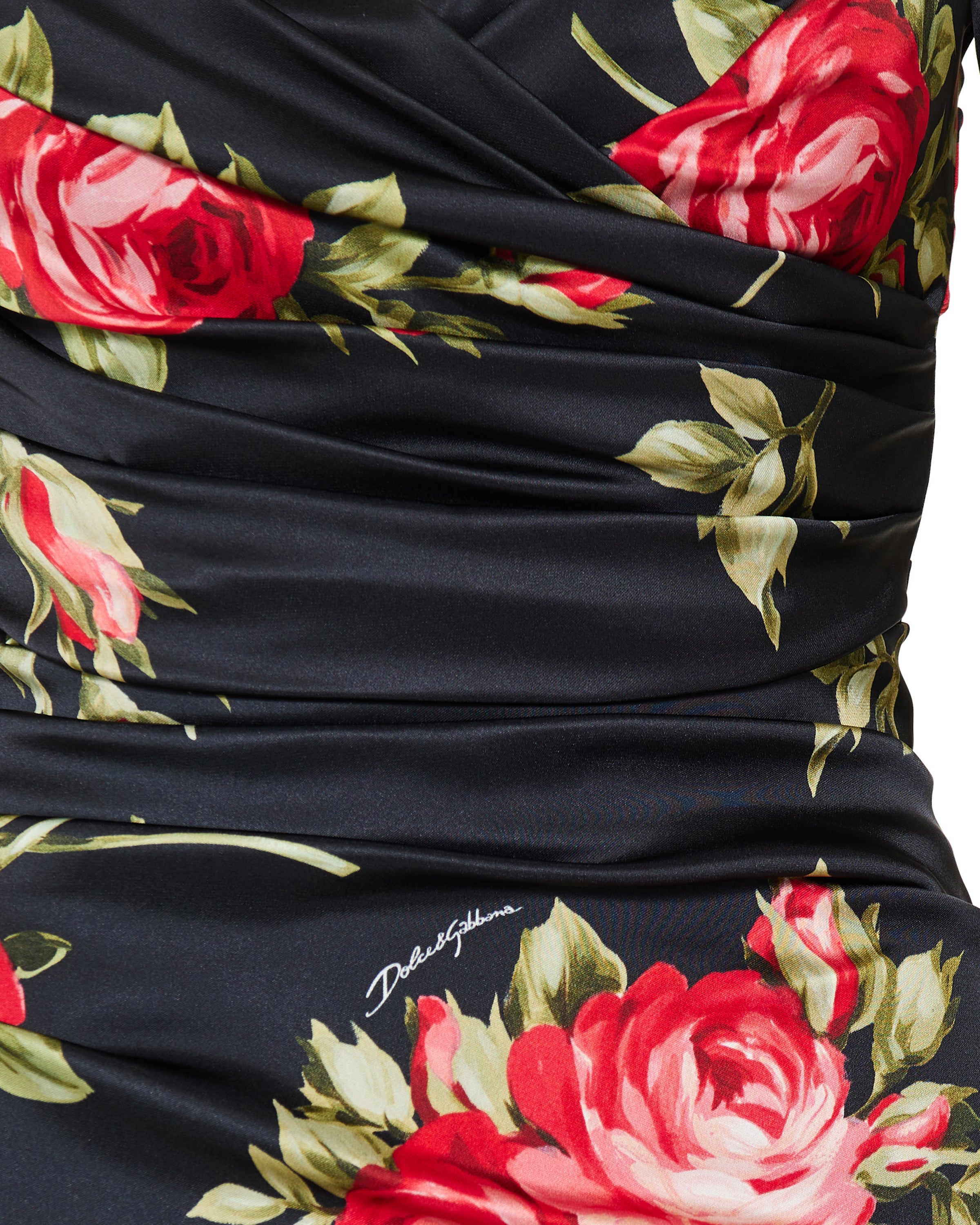 DOLCE & GABBANA Dolce & Gabbana Ruched floral-printed satin midi