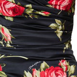 Dolce & Gabbana Ruched floral-printed satin midi dress