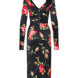 Dolce & Gabbana Ruched floral-printed satin midi dress