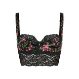 Satin and lace balconette bra