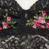 Satin and lace balconette bra