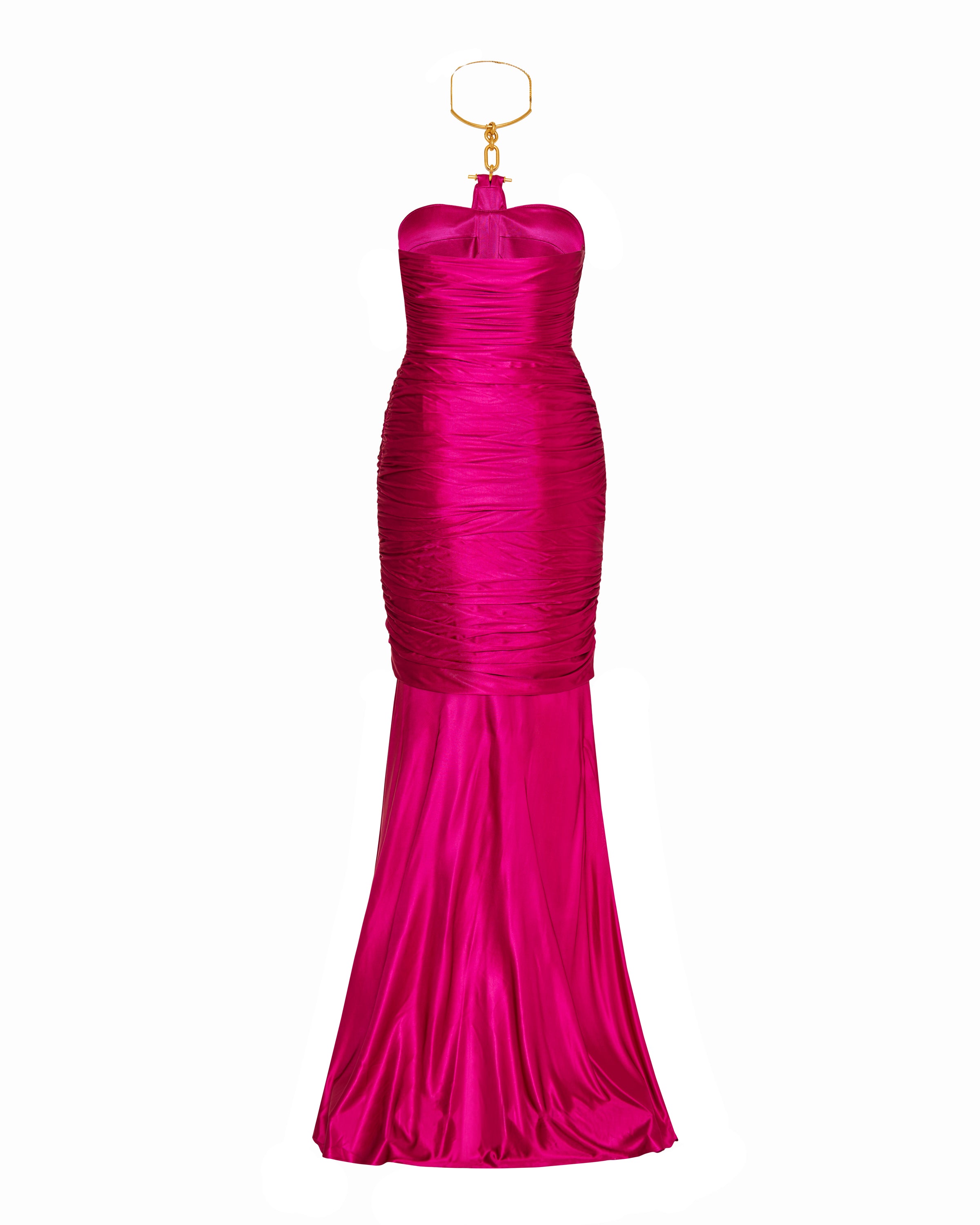pink balmain dress Balmain Draped bustier long dress – Luisa World