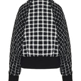 Oversized mixed tweed bomber jacket