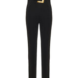 Stretch trousers with belt