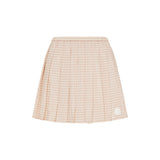 Vichy cotton-blend pleated mini skirt