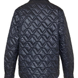 Diamond-quilted padded shirt jacket