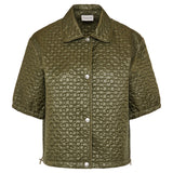 Floral quilted padded short-sleeve shirt