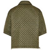 Floral quilted padded short-sleeve shirt