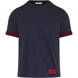 Crochet-trimmed cotton logo t-shirt