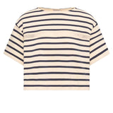 Macramé-trimmed striped T-shirt