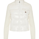 Padded zip-up wool cardigan