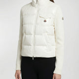 Padded zip-up wool cardigan