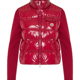 Padded zip-up wool cardigan