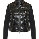 Padded zip-up wool cardigan