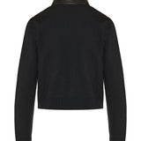 Padded zip-up wool cardigan