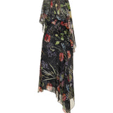 Ruffled floral silk‑chiffon midi dress