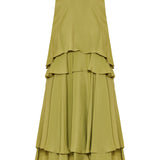 Tiered silk-blend midi dress