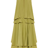 Tiered silk-blend midi dress