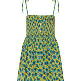 Floral smocked silk mini dress