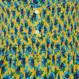 Floral smocked silk mini dress