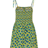 Floral smocked silk mini dress