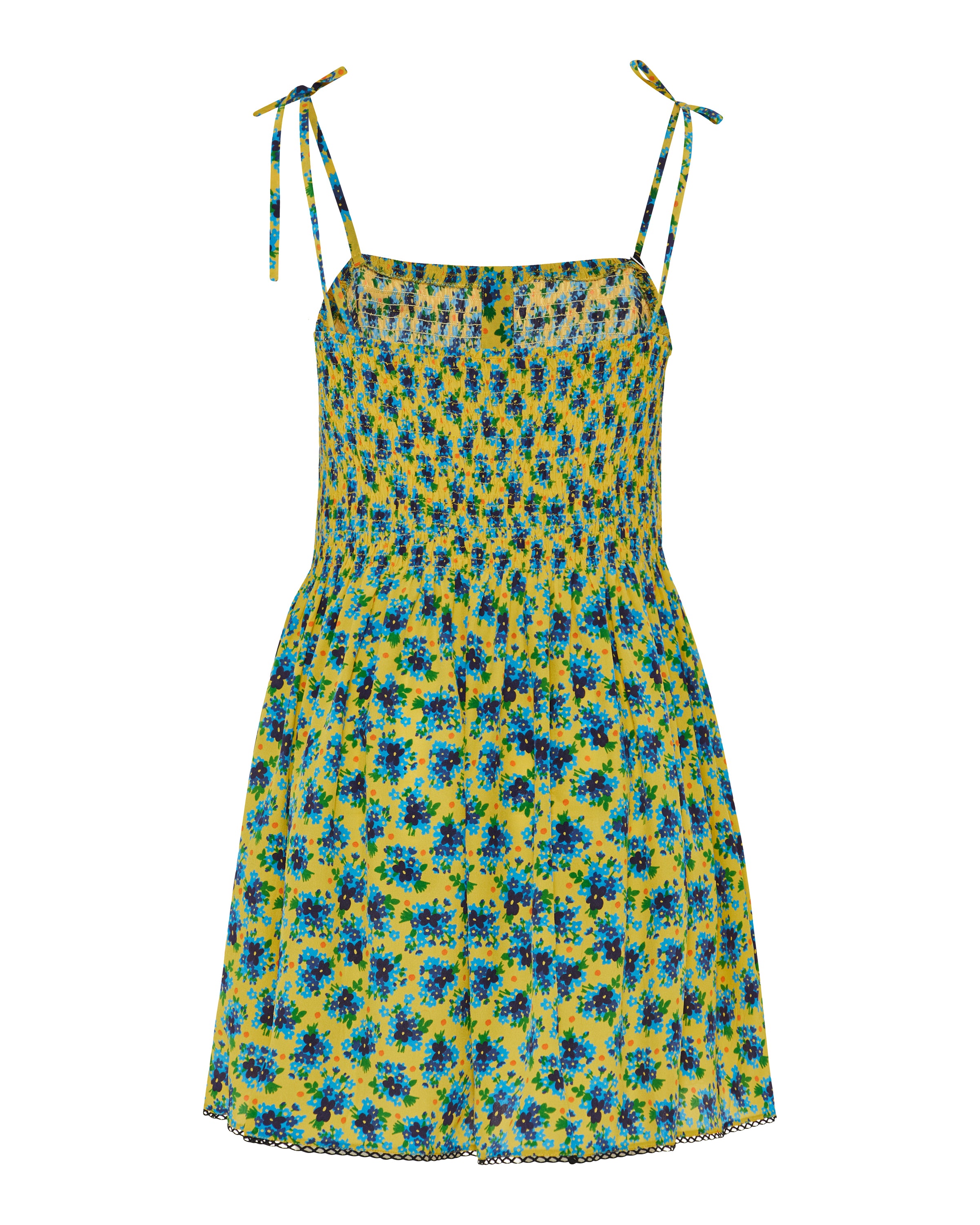 Miu Miu Floral smocked silk mini dress Luisa World Miu Miu Floral smocked silk mini dress Luisa World