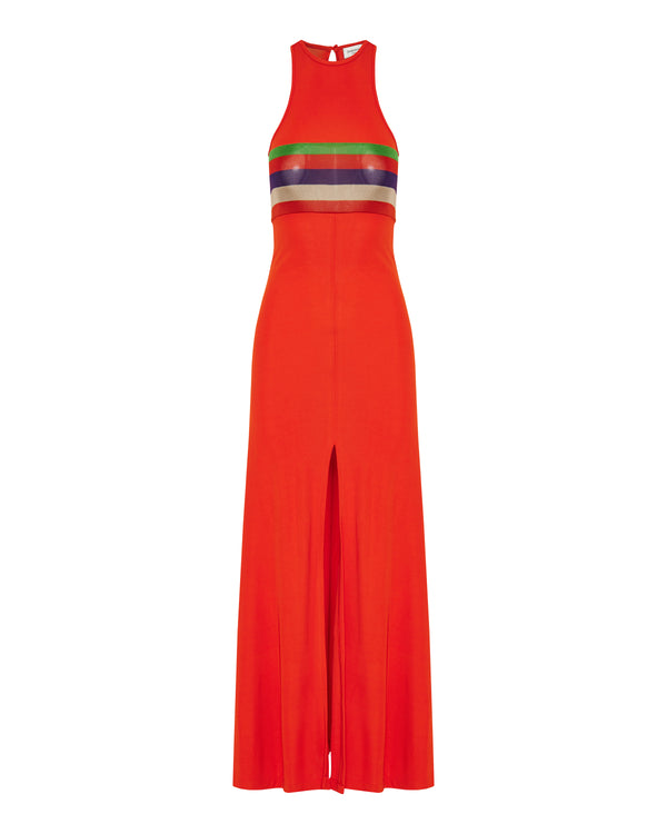 Striped crepe jersey tank dress