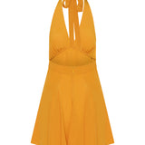 Halter silk crepe de chine mini dress