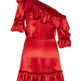 Ruffled silk-satin dress