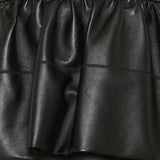 Strapless leather peplum midi dress