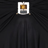 Christopher Esber Bezel quartz ruched long sleeve dress
