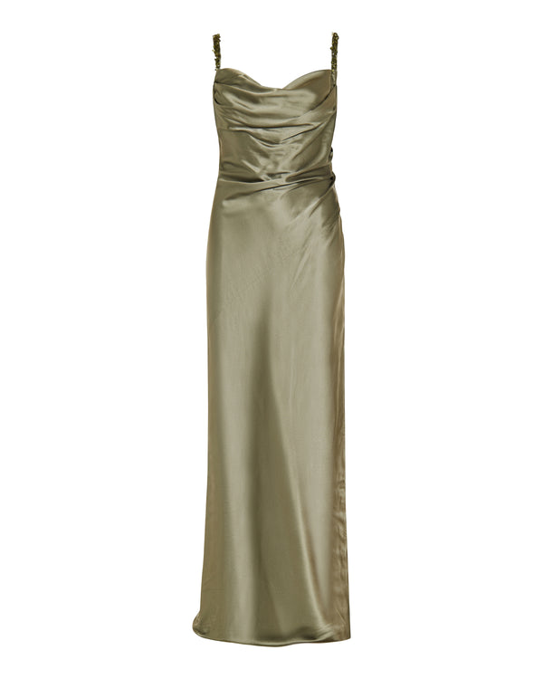 Balmain Embellished shoulder silk maxi dress