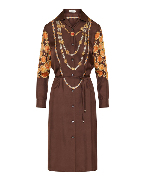 Versace Printed silk-twill mini shirt dress