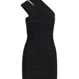 Hervé Léger Icon One-Shoulder mini dress