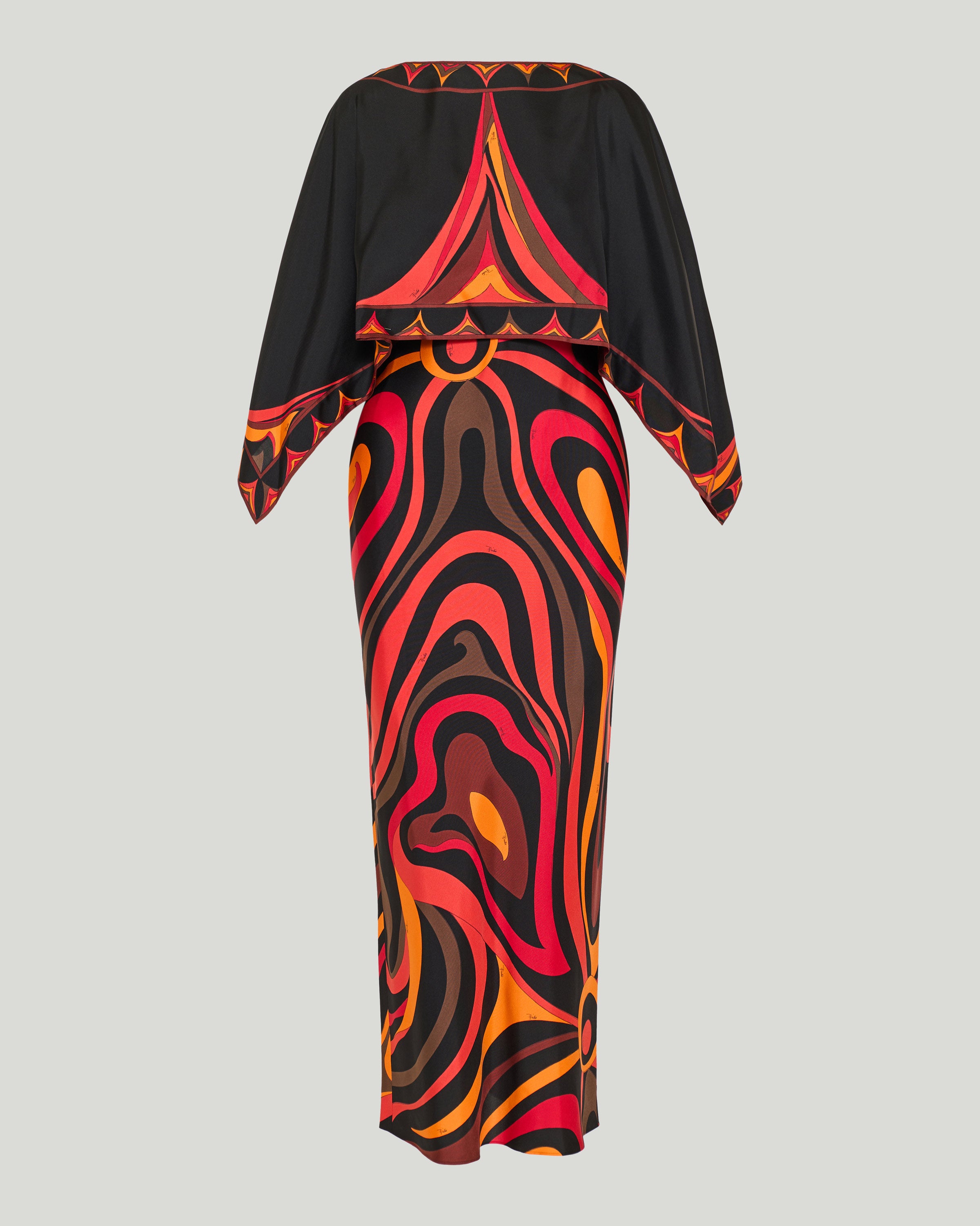pucci long dress Pucci Marmo print silk long dress with cape – Luisa World