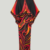 Pucci Marmo print silk long dress with cape