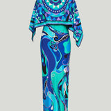 Pucci Orchidee print silk dress with cape